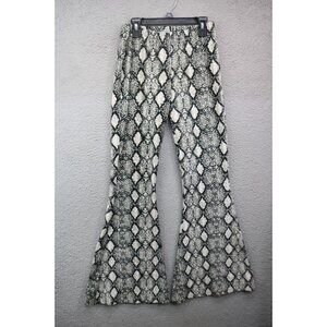 Chatoyant Snakeskin Print Bell Bottoms Pants-Size Small